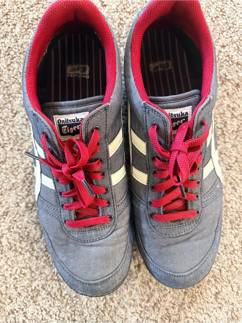 Onitsuka Tiger by Asics Gray Sneakers with Red Accents